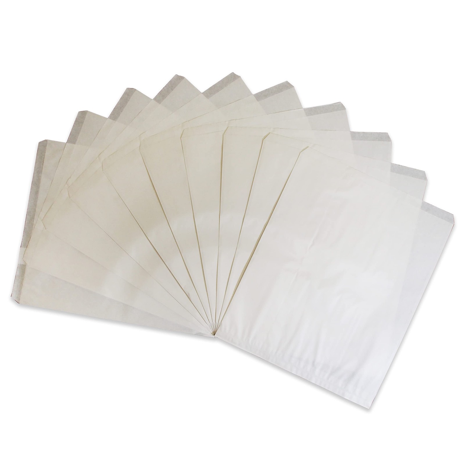 200pc White Flat Paper Gift Bags 12x15 Inches for Merchandise Crafts Party Favors