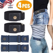 2/4pcs No-Buckle Elastic Waist Belt Set Buckle-Free Comfort Stretch Belt, Unisex