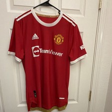 adidas Manchester United Soccer Jersey Shirt Red White TeamViewer Sponsor