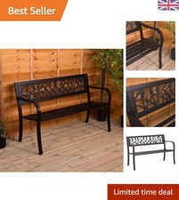 Powder-Coated Steel Garden Bench - 3 Seater Tulip Design for Outdoor Elegance