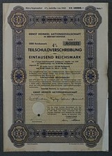 Ernst Heinkel Aktiengesellschaft 1943 Anleihe 4 % 1943 Serie I 1000 RM