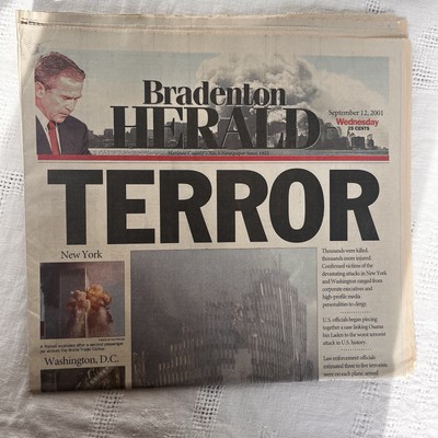 September 12,2001 Bradenton Herald TERROR 9-11 Attack On America President Bush