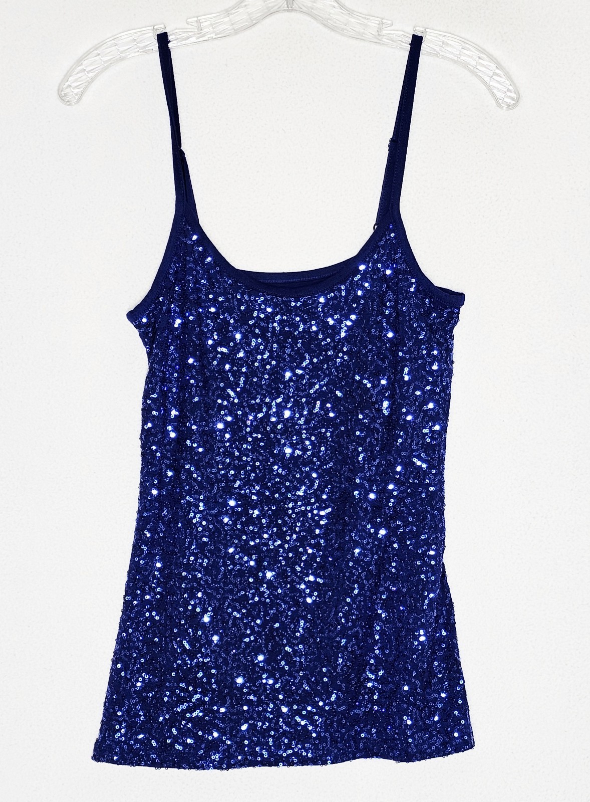 INC Royal Blue Sparkly Sequin Round Neck Camisole Small NWT 90s Y2k Disco Club
