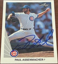 1990 Leaf ⚾️ PAUL ASSENMACHER #493 🔥 Cubs 🔥 GORGEOUS Autograph ⚾️🔥🔝