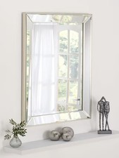 Yearn Contemporary Bevelled Glass Rectangular Wall Mirror 102x74cm Champagne A