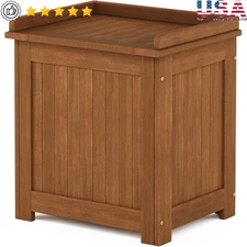 Weatherproof Hardwood Storage Box Teak Oil Treated Durable Outdoor Solution New