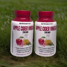 2 Apple Cider Vinegar Pills Capsules NutritionWorks ACV 90 x 500mg per serving