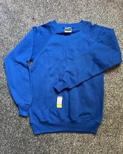 VTG Deadstock 80s Hanes Crewneck Royal Blue Made In USA Small Cotton Blend