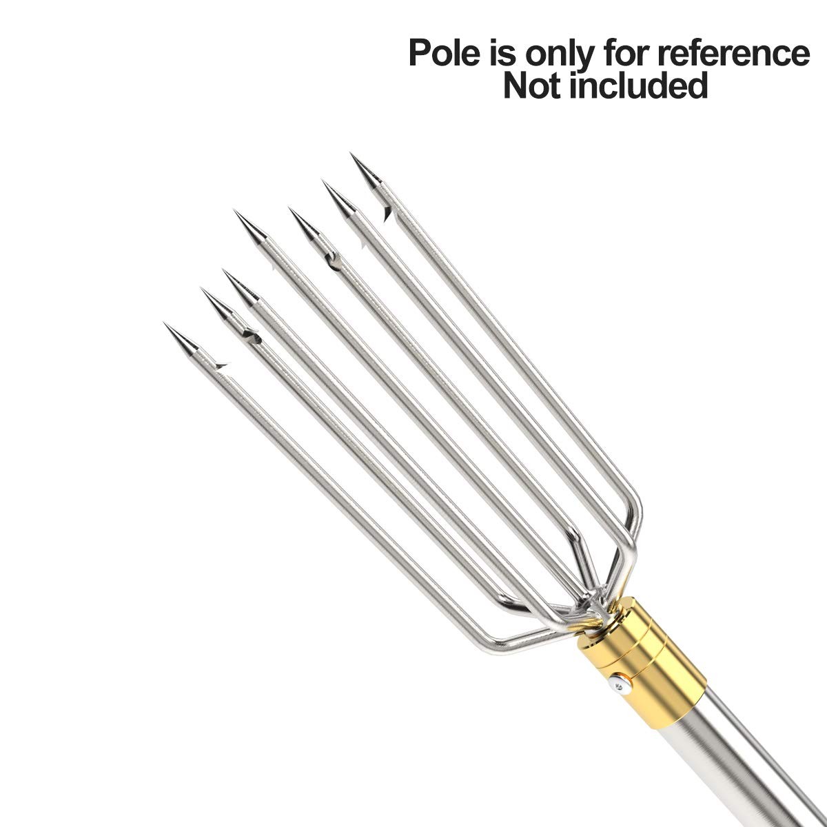 Fishing Harpoon, 7 Prong Tine Stainless Steel Spear Gig Gaff Fork Hook 8mm Screw