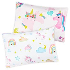 Toddler Pillowcases Set of 2 13 x 18 inches Unicorn Travel Pillowcases for Ki...