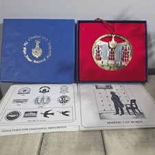 Christmas White House Ornament Historical Association  with Papers And Box 1990