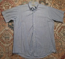 Vintage LL Bean Made in USA Striped Short Sleeve Button Down Shirt Men's Size 16