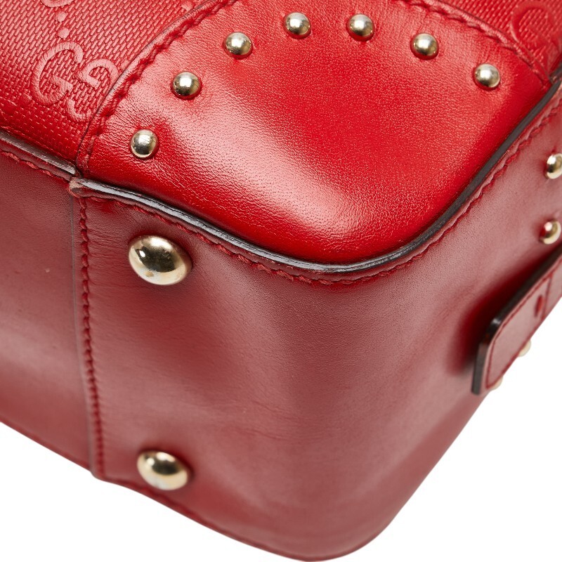 Gucci GG Embossed Leather Shoulder Bag Red 2WAY Women's Authentic thumbnail 7