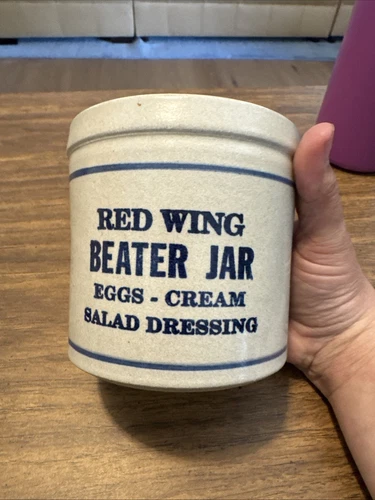 Vintage Antique Red Wing Stoneware Beater Jar Pottery Crock Eggs Cream Dressing