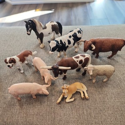 Vintage Schleich Animal Figures Farm Lot, Dog, Horse, Pigs, Cattle from Germany 