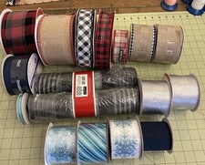 Bulk Lot Wired Ribbon Various Colors and Sizes Most New Never Opened 17 Rolls