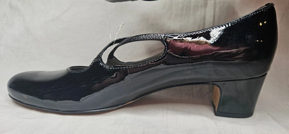 Zapatos de salón Trotters Mary Jane para mujer 11 SS charol negro punta redonda tacón bloque Foto 3 de 4