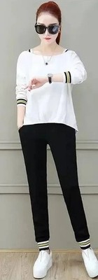 Sportanzug Sweatshirt weiß und Hose schwarz Gr. M.