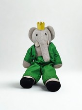 Vintage 1988 Gund Babar Elephant Plush King Green Robe Crown Macy's