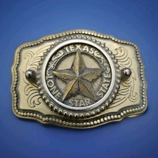 State of Texas Seal Belt Buckle Western Products Made in USA Golden Tone