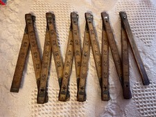 Vintage Wooden Folding Rule Ruler Made In USA Brass fittings as pictured