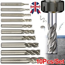 10x HSS CNC Straight Shank 4 Flute End Mill Cutters Set 2/3/4/5/6/7/8/9/10/12mm