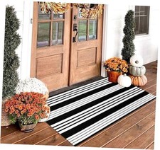 Black and White Striped Rug 27.5 x 43 Inches ,Black and White Outdoor Rug,
