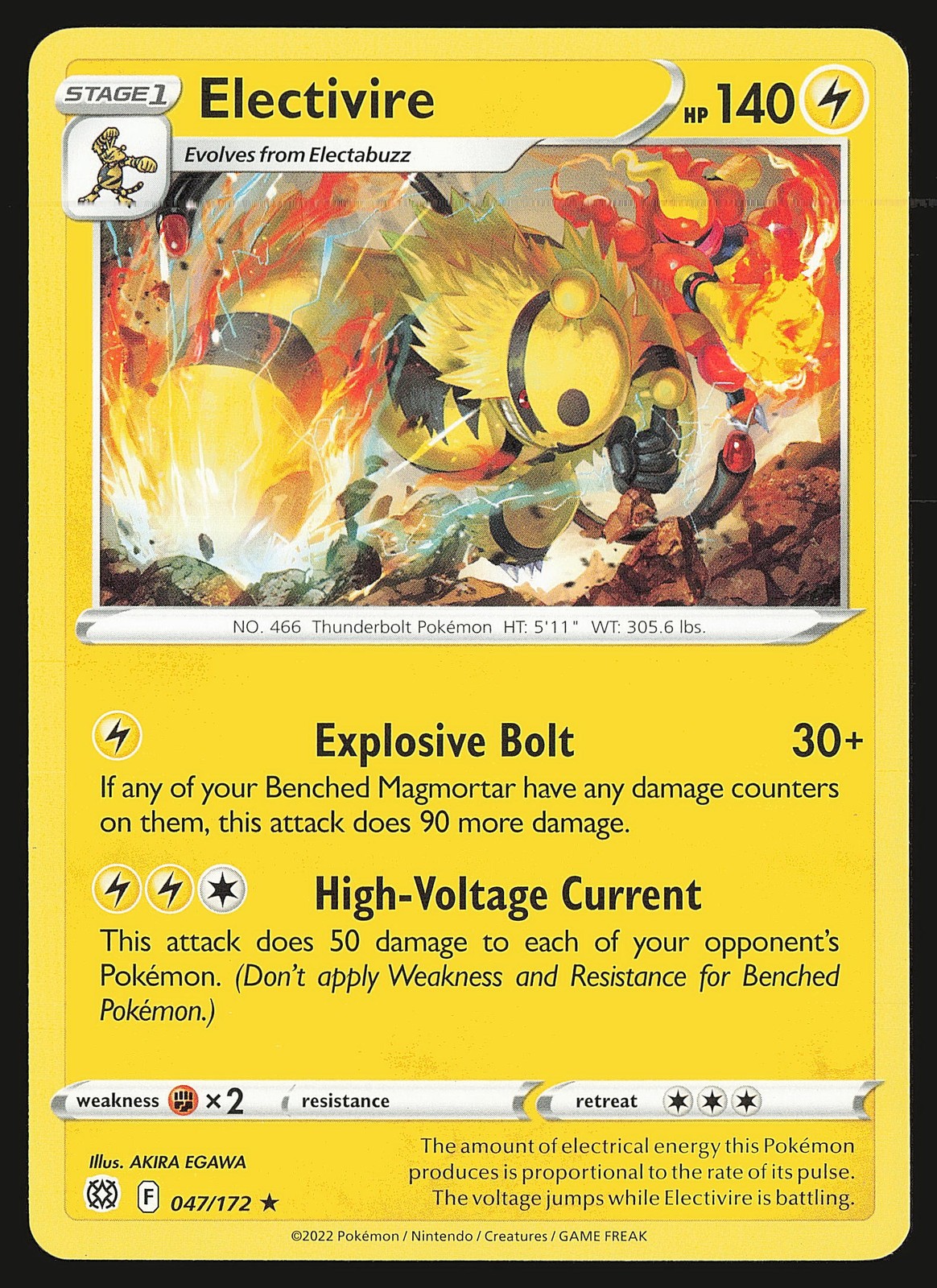 SWSH09: Brilliant Stars Electivire #047/172 Rare Pokemon Card