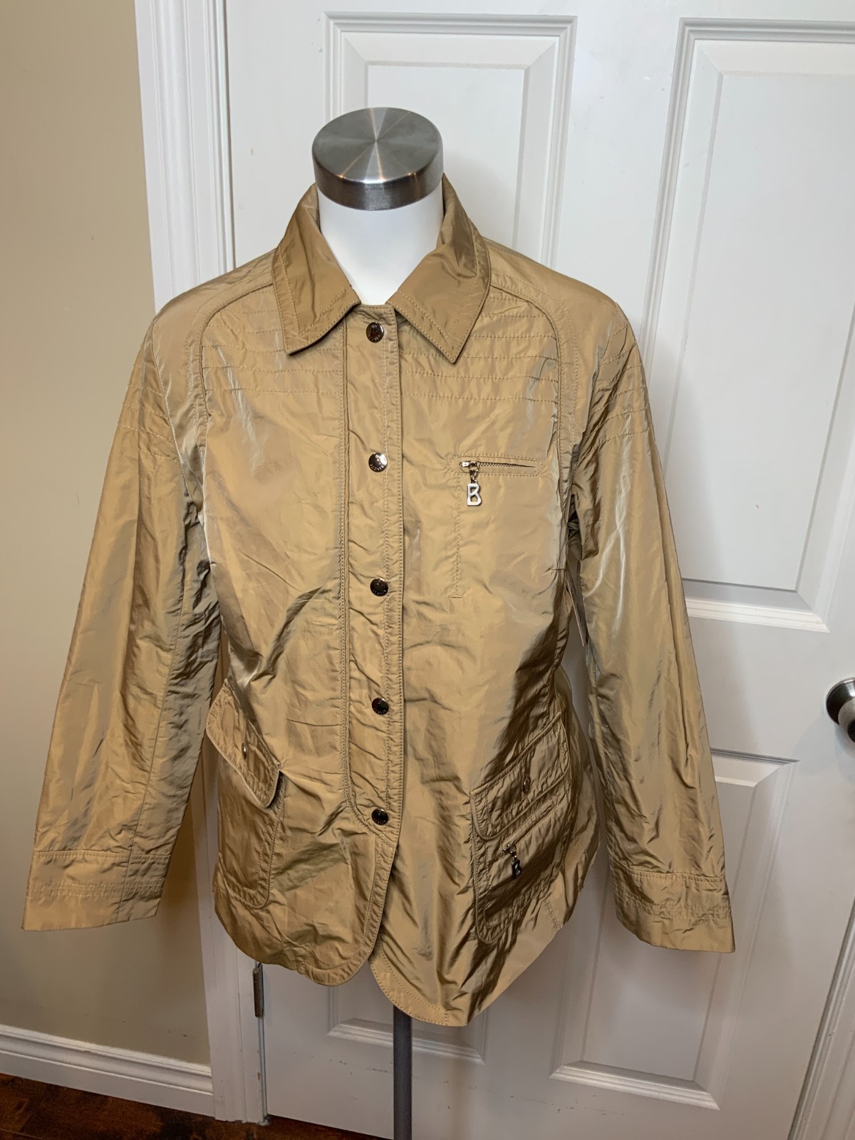 Bogner Gold Collared Spring Rain Windbreaker Jack… - image 1