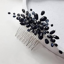 Black Rhinestone Hair Comb Crystal Headpieces Bridal Hair Accessories for Women