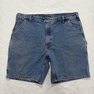 Carhartt Denim Carpenter Shorts Leather Patch JORTS Stone Washed