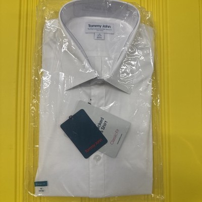 Tommy John Men Dress Shirt Stay-Tucked Button-up Down Long Sleeve Sz 16 34/35