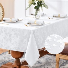 Romanstile Jacquard Rectangle Tablecloth - Waterproof Damask Floral Pattern D...