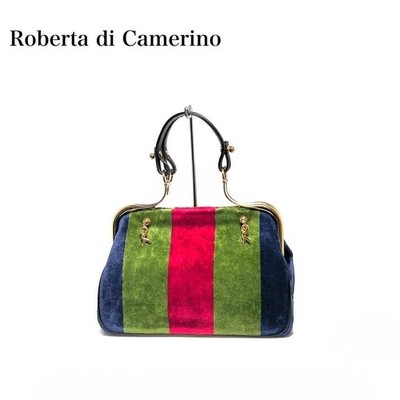 ROBERTA DI CAMERINO Handbag Kiss-Rock  Velvet Gold Vintage Authentic From Japan