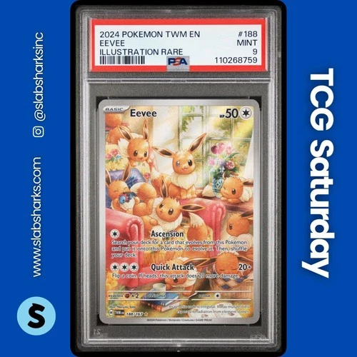 2024 POKEMON TWILIGHT MASQUERADE #188/167 EEVEE ILLUSTRATION RARE PSA 9
