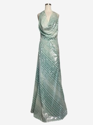 ASOS Edition NWT Mint Allover Sequin Deep Cowl Neck Maxi Dress open back 8  | eBay