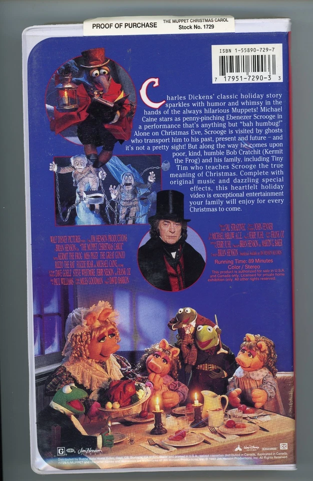 The Muppet Christmas Carol, Movie, VHS, Preowned, Kermit, Michael Caine, Tested Foto 3 de 4