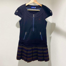 Burberry London Blue Label Hem Pleated Mini Dress in Navy Size38/VG LTD From JP