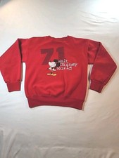 90s Mickey Mouse Walt DISNEY World Red Kids Sweatshirt M Fleece Pullover 71