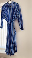 Ladies Long Shirt Dress Size 16 Blue. Buttoned. Striped. Belt. New With Tag