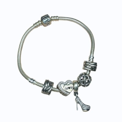 Vtg PANDORA STERLING SILVER CHARM BRACELET P2S925 ALE