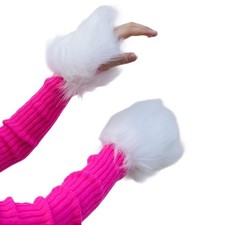 Women Faux Furs Cuffs Wristband Winter Warmer Arm Wrist Sleeve Plush Gloves