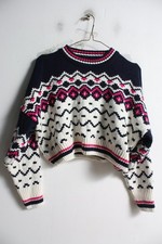 Womens Wool Mix Nordic Style Crop Jumper - Size M Medium (m11)