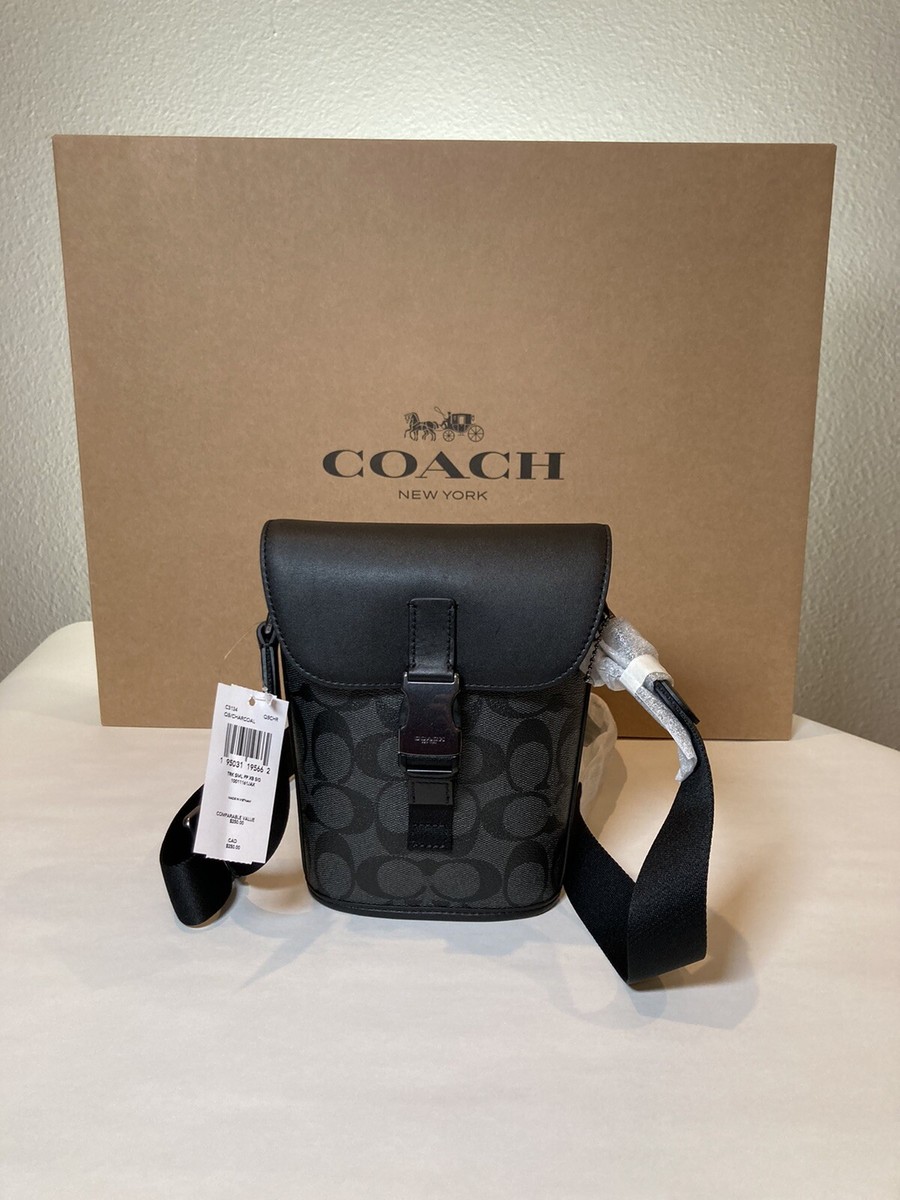 COACH : Coach Track Small Flap Crossbody In Signature Canvas COACH : Coach Track Small Flap Crossbody In Signature Canvas