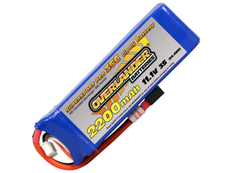 Overlander Supersport Lipo 2200mah 3S 11.1v 35C Deans XT60 or EC3 Li-Po Battery