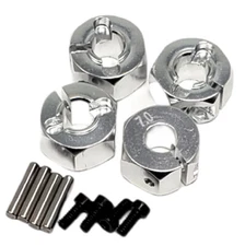 NHX RC Wheel Hex Adaptor 12x7mm with Pins Silver (4pc) Thickness 7mm