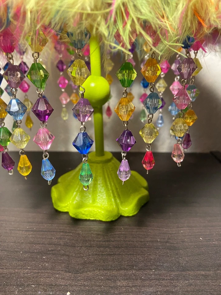 Lámpara de araña con cuentas lámpara de luz de té peluda - soporte de lámpara de luz de té verde lima - multi Foto 3 de 4