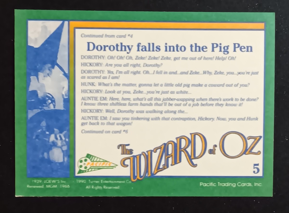 1990 Pacific Wizard Of Oz #5 Dorothy Falls Into The Pig Pen