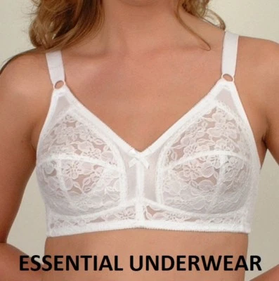 BEAUFORME FIRM CONTROL LACE BRA, NON-WIRED, SOFT CUP 36B TO 46DD. BLACK & WHITE
