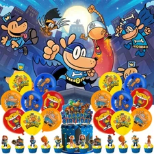 Dog Man Party Supplies Set Balloons Banner Cake toppers for Kids Party